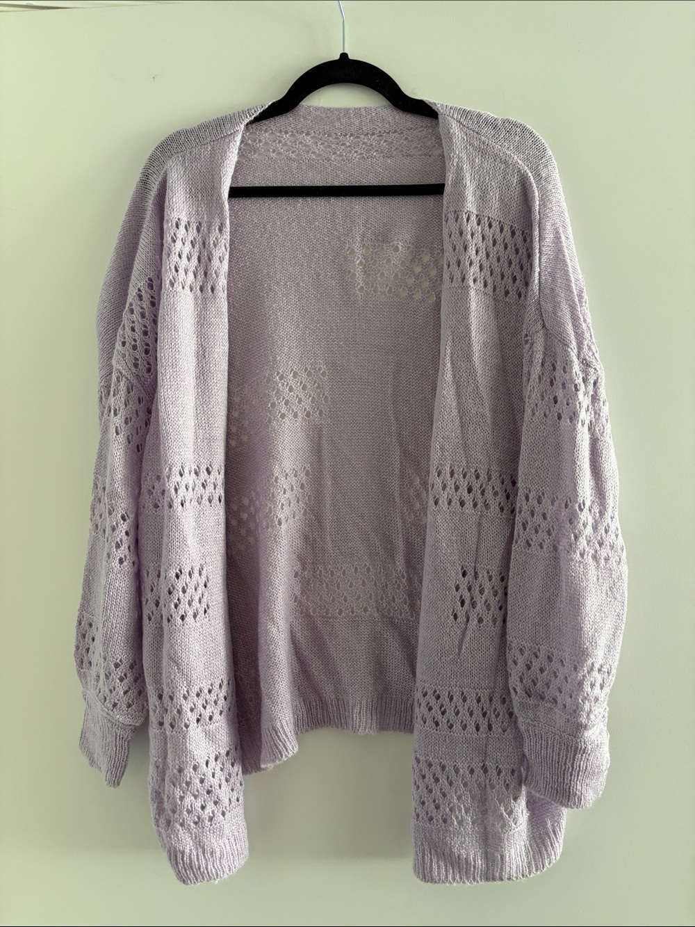 Amazon Light Purple Open-Knit Women's Cardigan Sweater